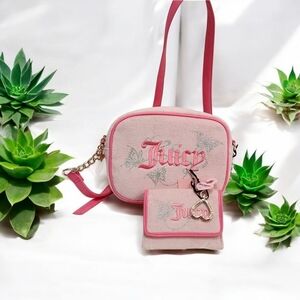 💕🔹️Juicy Couture🔹️ Wingin It Camera Pink Diamond Crossbody Bag +Wallet Set